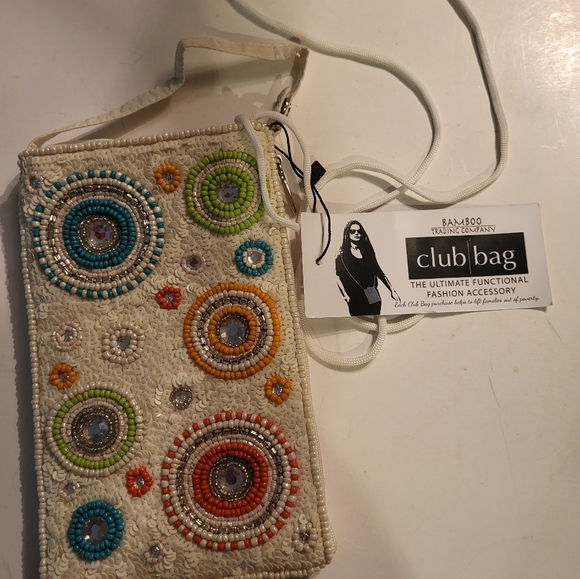 Boho Crossbody Club Bag Bamboo Trading Co. NEW Retro Sequins & Beads Lin… - Picture 2 of 7